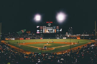  A picture of At&t park at a giants game.