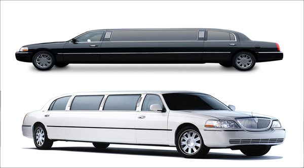 A picture of 2 limos.